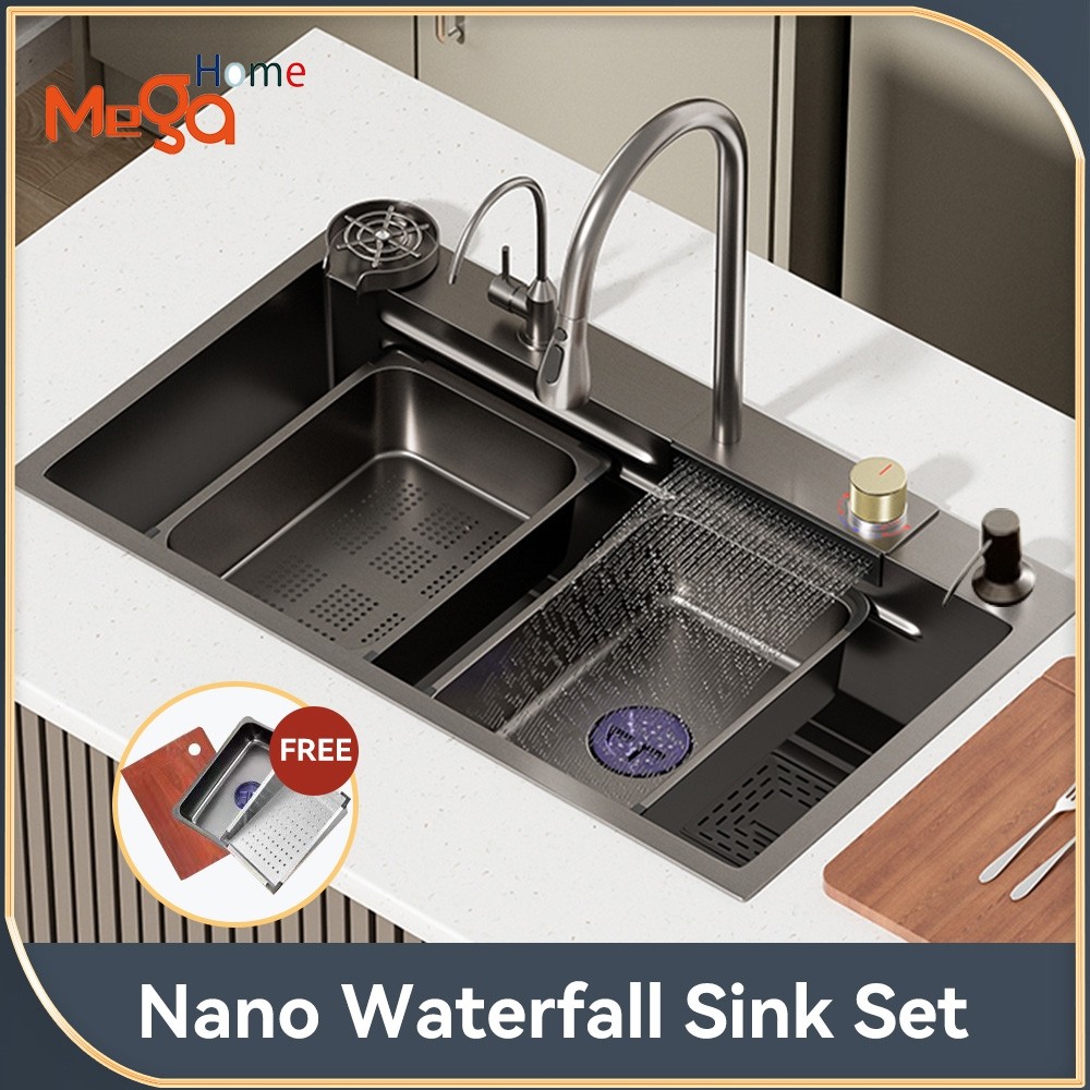 Waterfall Kitchen Sink Set with Cupwasher SUS304 Kitchen Sink Stainless ...