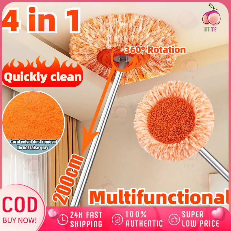 4-in-1 Sunflower Telescopic Rod Mop 360°Rotation Dust Removal Mop For ...