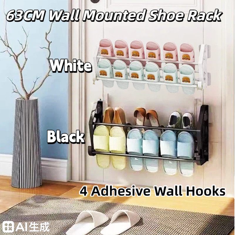 63cm Slipper Rack Wall Mounted Stainless Steel Shoe Rack Wall Mounted ...