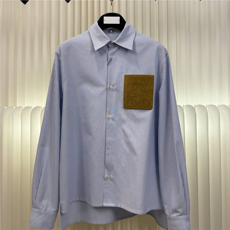 L0E** ⓁⓄⒺⓌⒺ Original Label1:1 Classic Blue and White Striped Leather ...