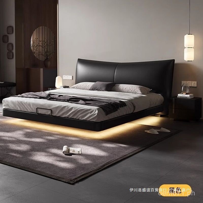Floating Rice Bed Double Bed New Model Master Bedroom Rice Minimalist ...