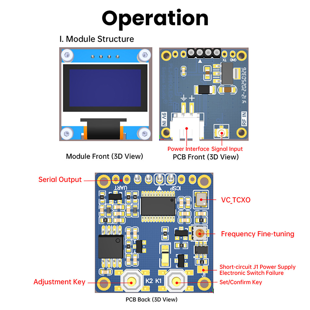 Pcbfun PLJ-096OLED-H1 DC 8-10V Frequency Counter Display Module 20MHz-2 ...