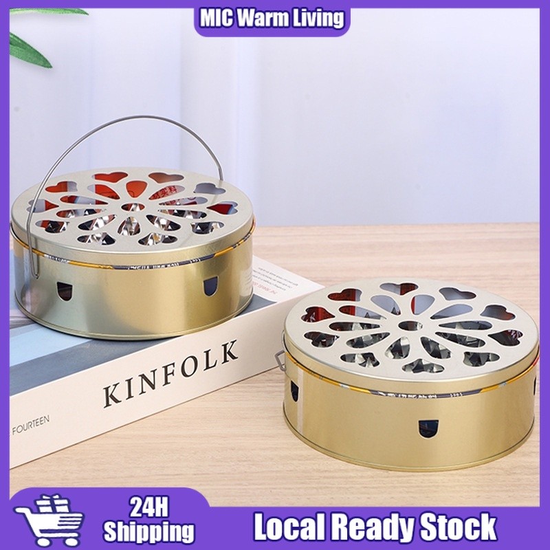 MIC Metal Mosquito Coil Holder With Fireproof Plate Sandalwood Coil ...
