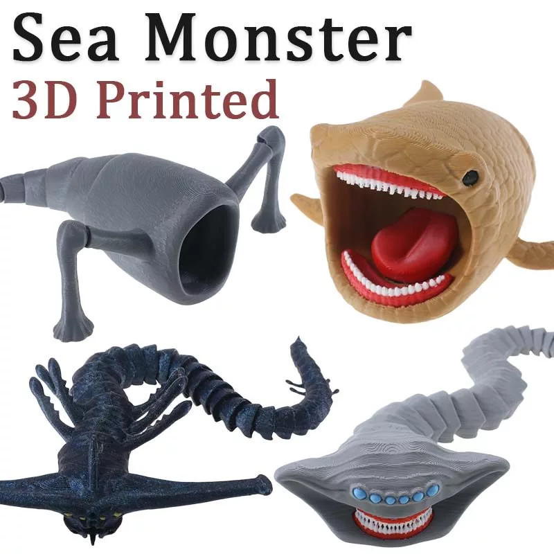 Cuero Sea Eater Articulation Toy Sea Monster 3D Printer Bloop Flish El ...
