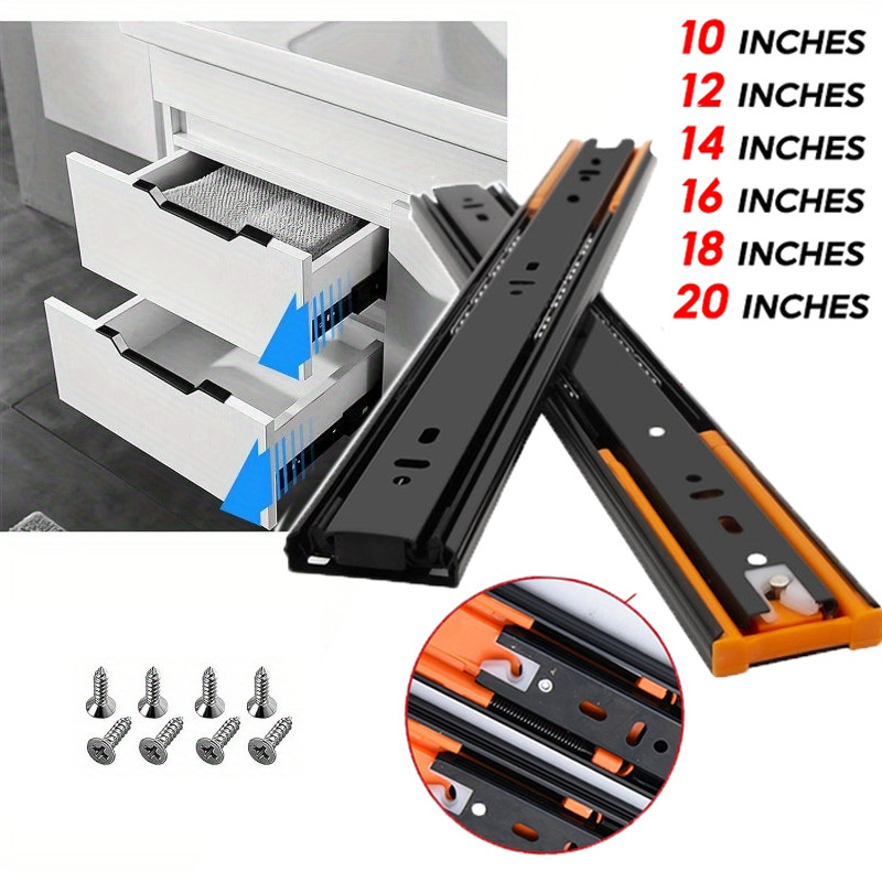 1 Pair Rebound Three-Section Drawer Rail Press Type Self-Popping Slide ...