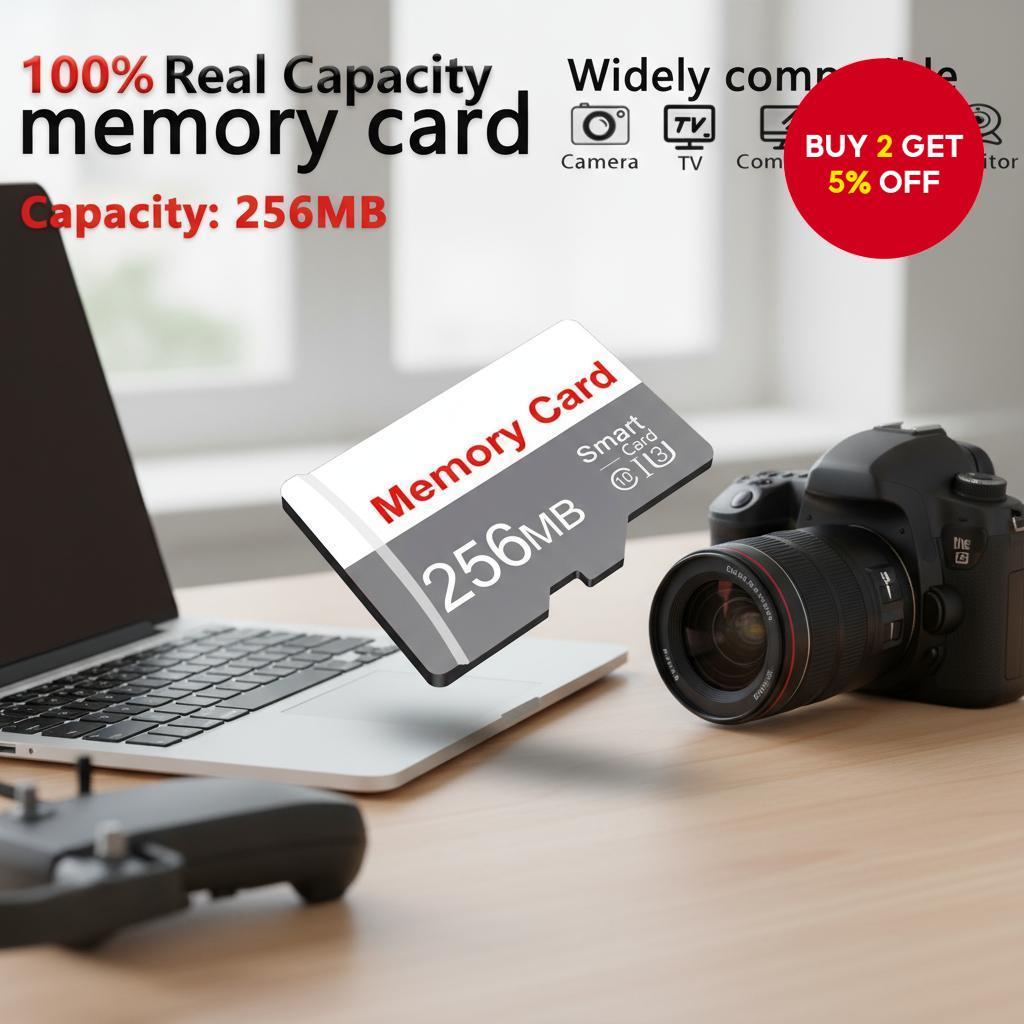 256MB MicroSD (TF) Card, Class 10 A1, Compact Memory for Mobile Phones ...