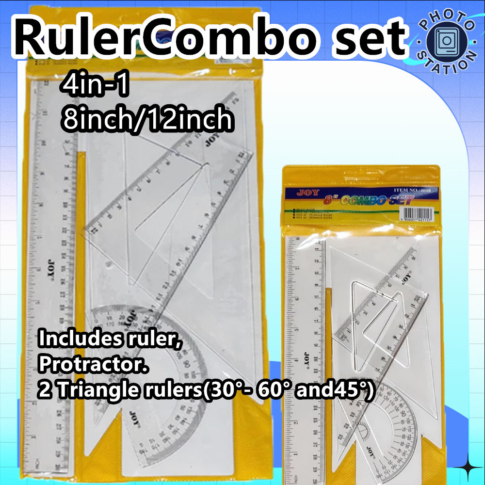 4IN1 Ruler Combo Trasnparent Drawing Ruler Geometry Exam Tool School ...