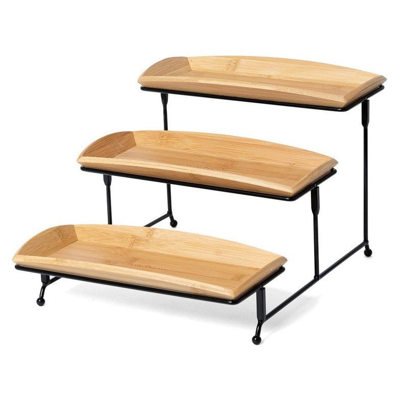 Wooden Desktop Storage Tray Simple Step Desktop Organizer Fruit Tray ...