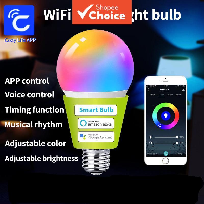 E27 Wifi Smart light Bulb 9W LED RGB+White Light Dimmable Timer ...