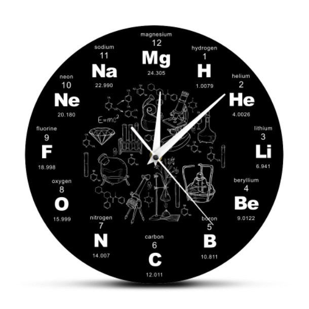 Element Periodic Table Clock Chemical Symbol Laboratory Decoration Wall ...