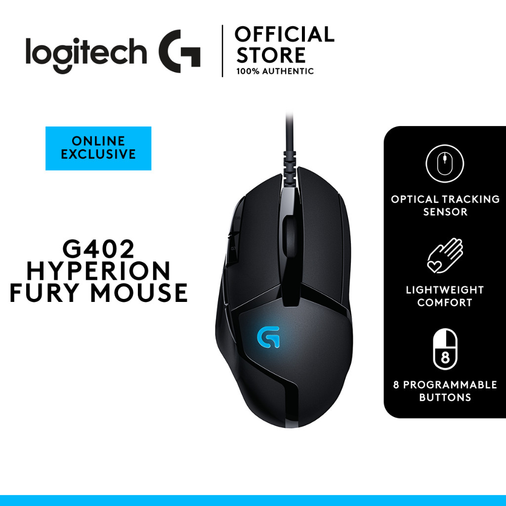 Logitech Mouse G402 Hyperion Fury 4,000 DPI 8 Programmable Buttons ...