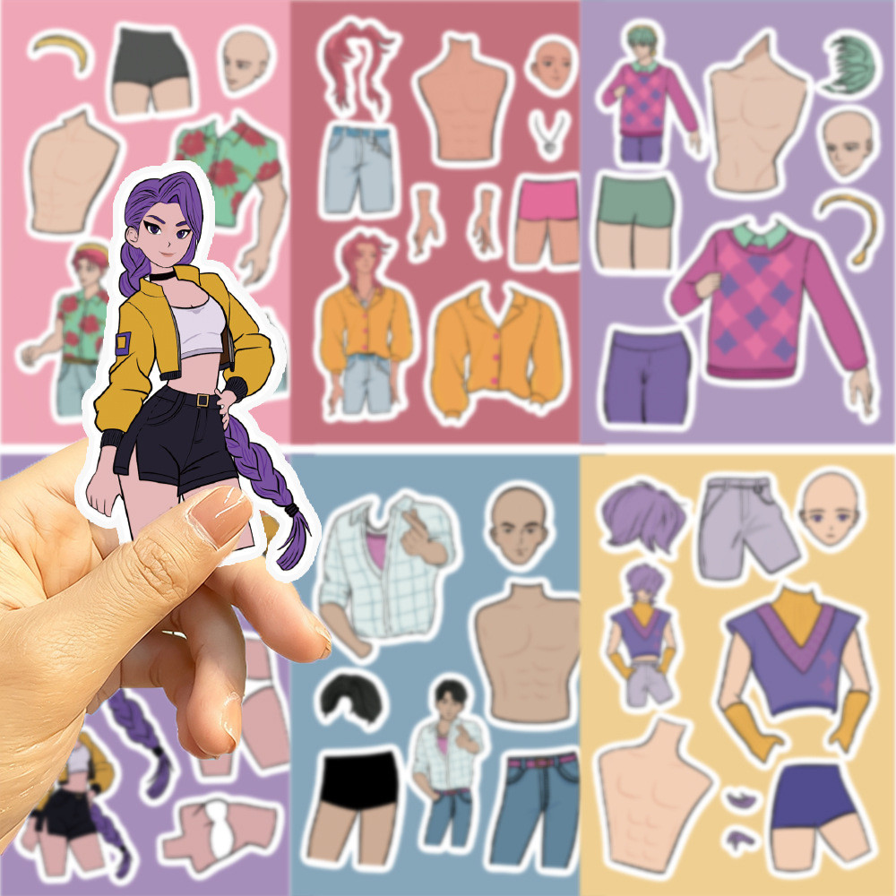 8pcs/set Kpop Demon Hunters Dress Up Stickers Children's Handmade ...