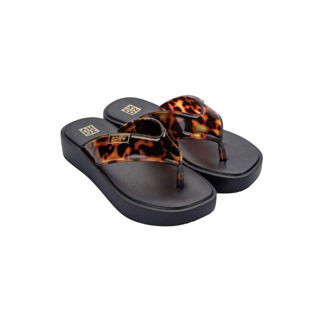 Zaxy Trend New Black/Tortoise Shell Comfortable Slides For Ladies ...