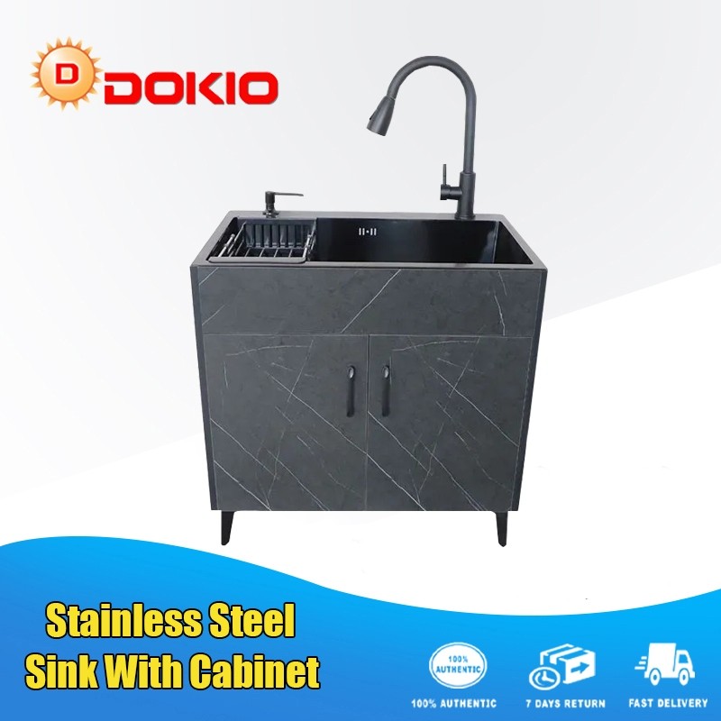 Stainless Steel Sink Cabinet Household Lababo Faucet Set with 2 door ...