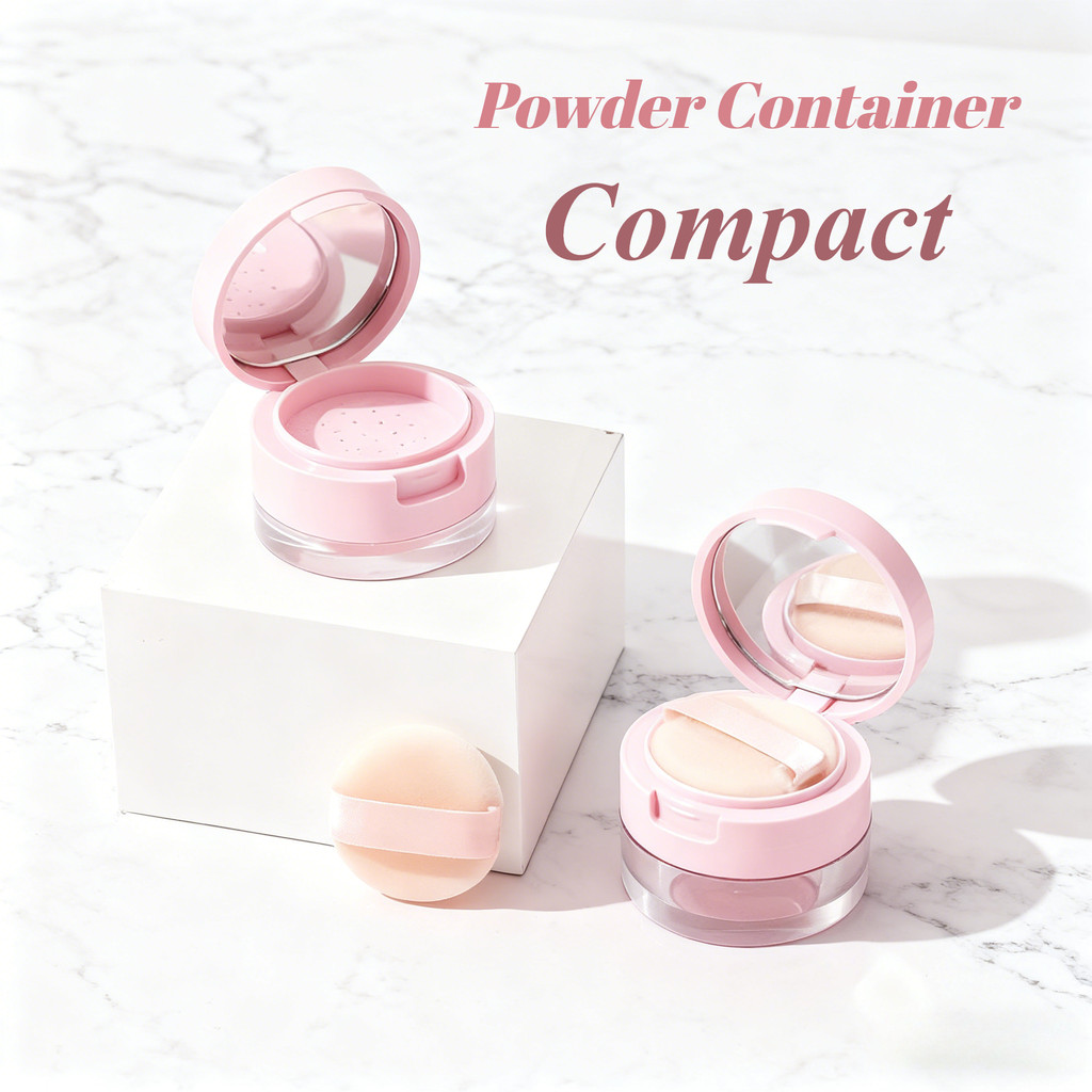 Empty Powder Container with Mirror &Puff Refillable Pressed Powder Case ...