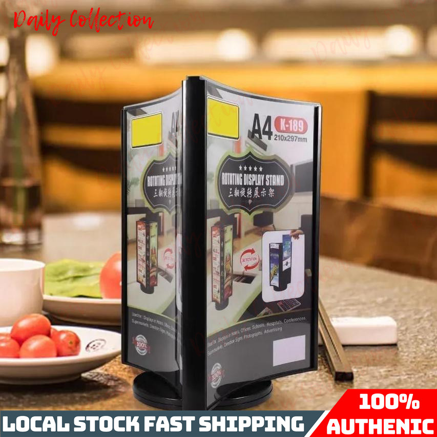 A4 A5 100*210mmAcrylic Desktop Menu Holder 360 Degree Rotating Menu ...