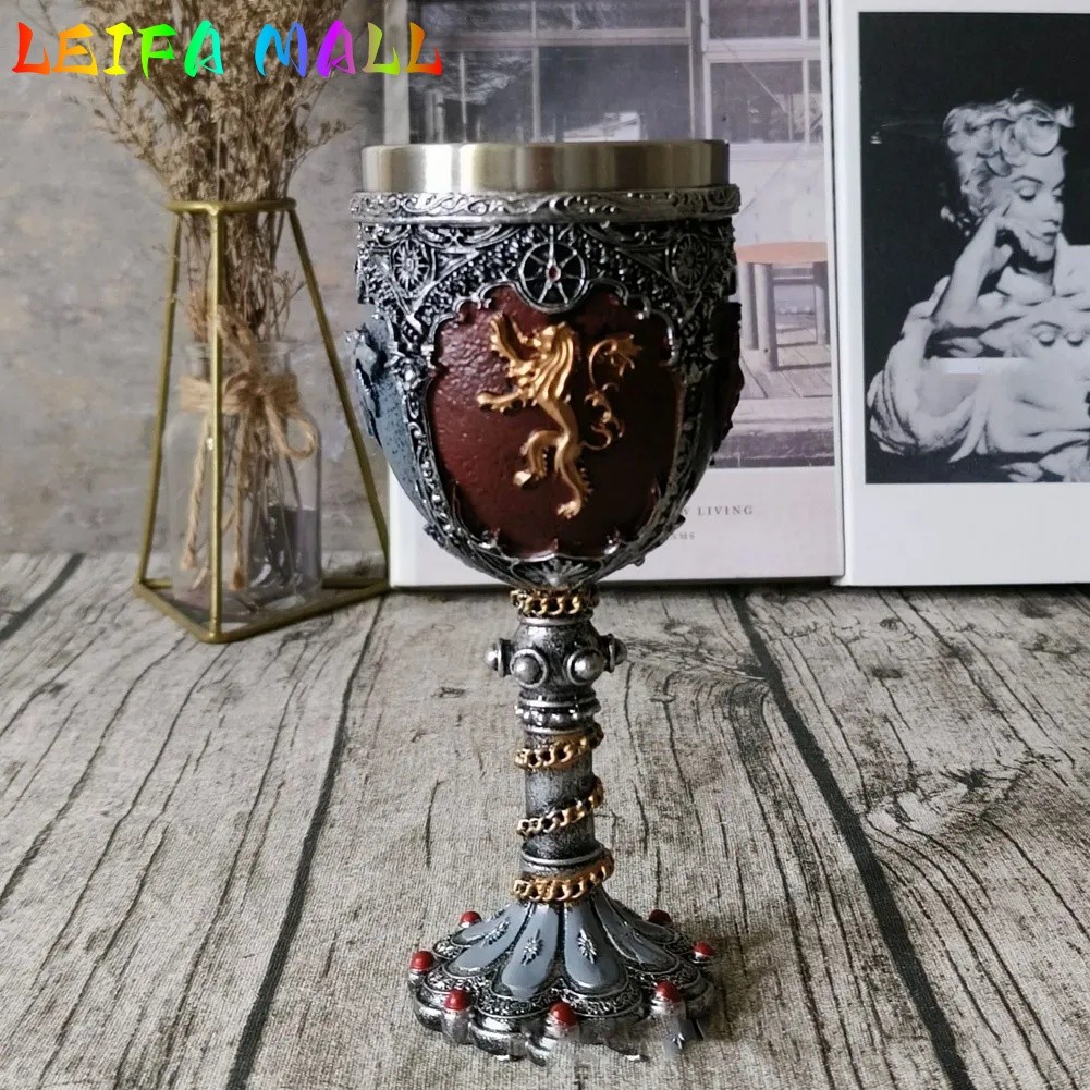 Medieval Knight Badge Beer Mug Stainless Steel Resin Viking Red Wine ...