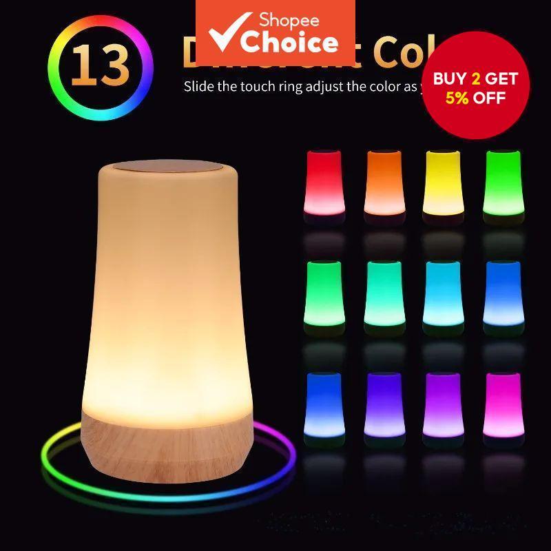 13-Color Changing Night Light - RGB Remote Control & Touch Dimmable USB ...