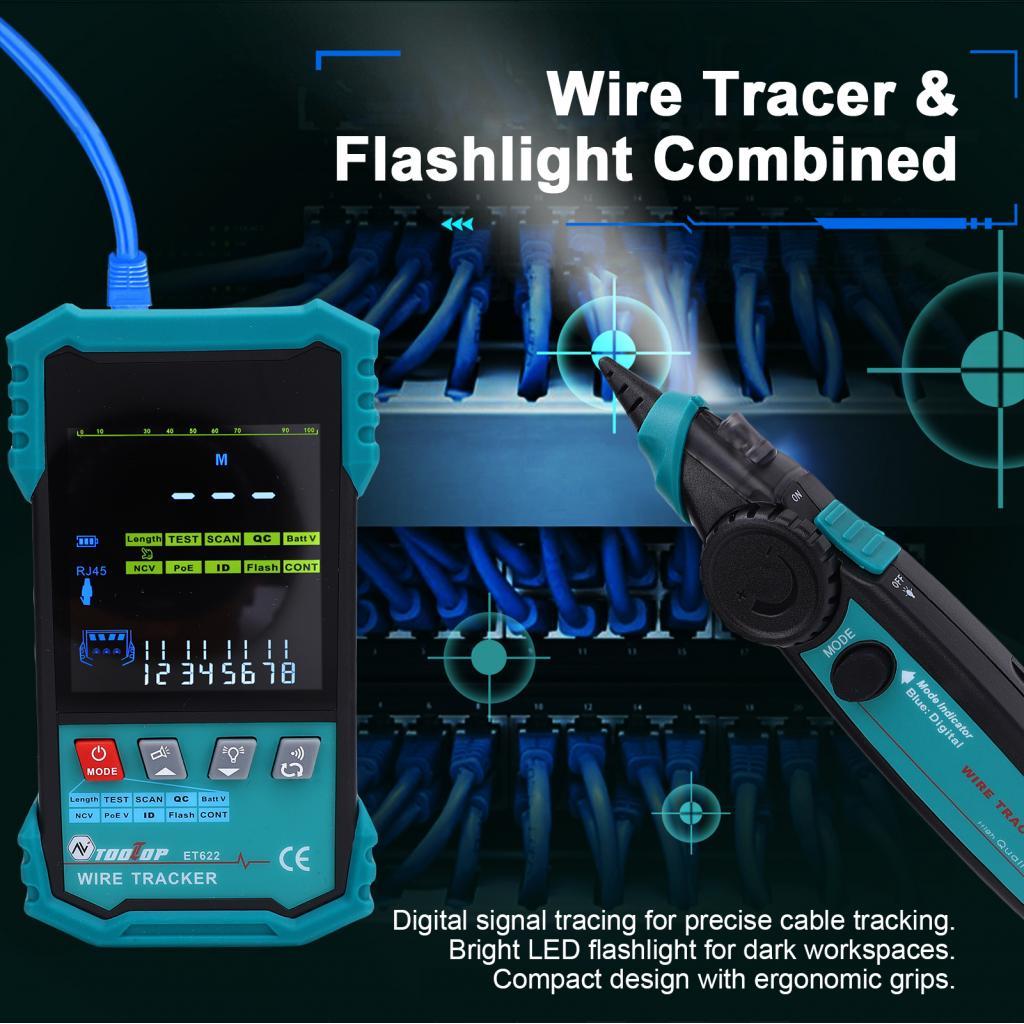 Network Cable Tester with POE Voltage Detection Wire Tracker RJ45 ...