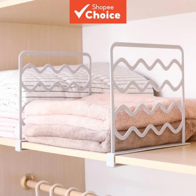 H665 Wardrobe Storage Divider Closet Organizer Rack No-drilling Layer ...