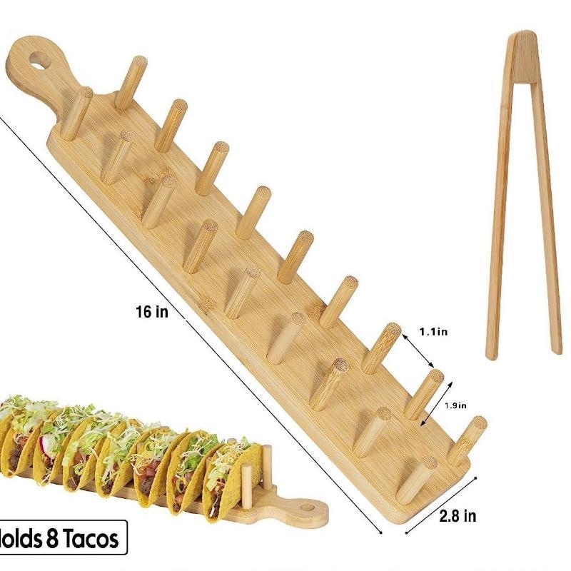YeeBeny Wood Taco Holder, Bamboo Taco Holders, Each Holds 8