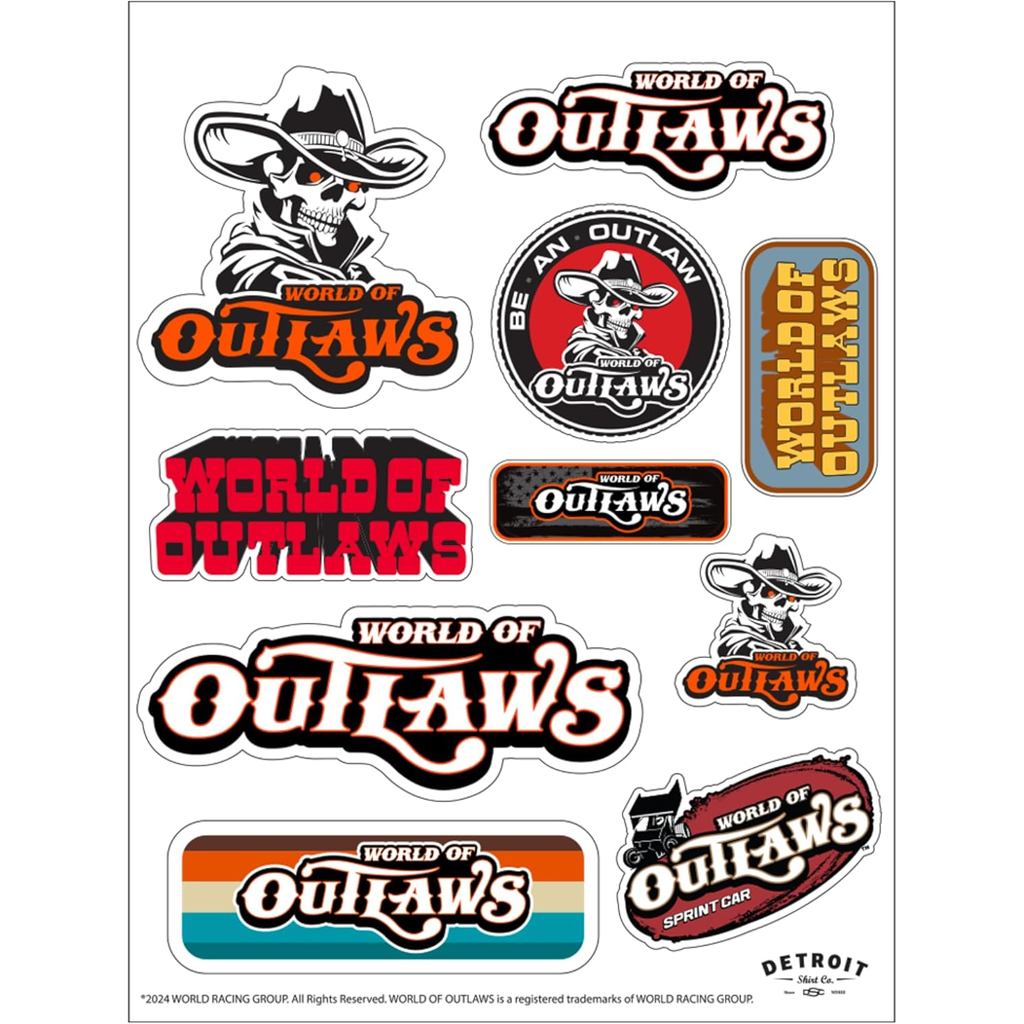 World of Outlaws Sticker Sheet – 10 Decal Pack – Sprint Car & Dirt ...