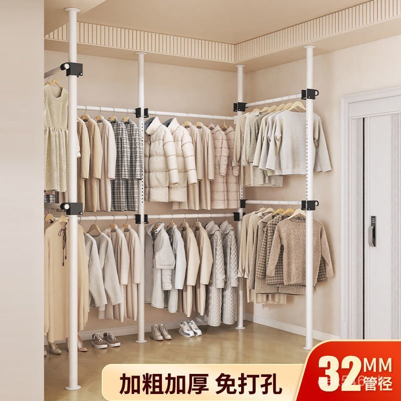 Telescopic Floor-standing Indoor Clothes Rack Hanging Rack Clothes Rod ...
