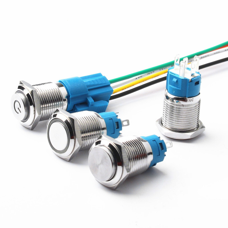 FAST SHIP>16MM Push Button Switch LED Light Self-Locking Self-Resetting ...