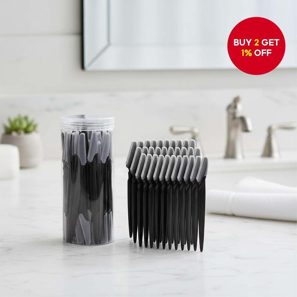 30/60 Count Black Eyebrow Shaving Set - Safety Razor with Precision Cap ...