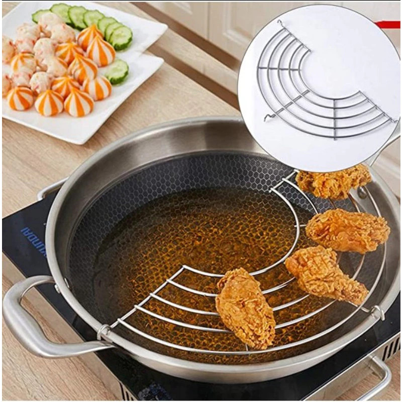 Stainless Steel Frying Oil Strainer Steam Rack Oil Drainer Mesh ...
