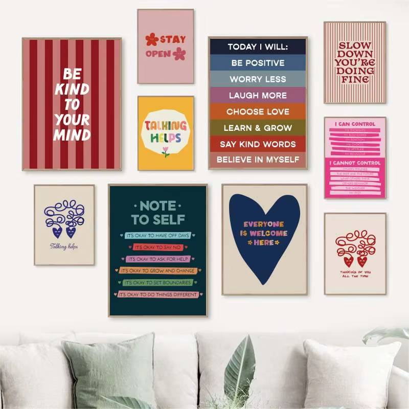 Be Kind to your mind Mental Health Psychology Wall Art Canvas Posters ...