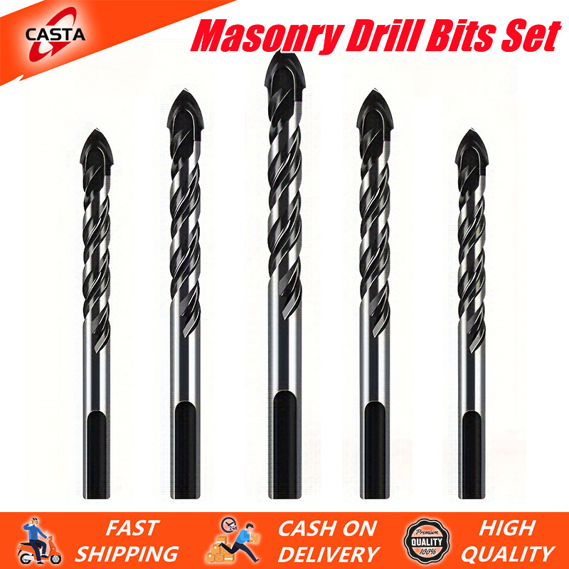 5pcs Concrete Masonry Strength Carbide Drill Bit Set for Glass/Brick ...