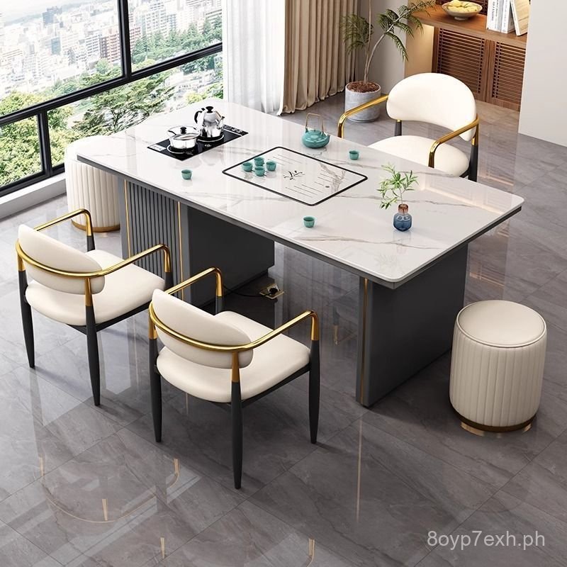 Simple Rock Slab Integrated Tea Table Set, Light Luxury Modern Home ...