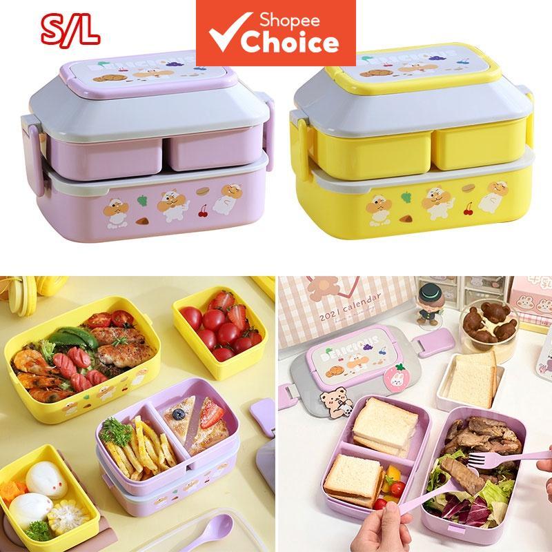 【COD】Baunan Lunch Box for kids Double Grid Layer Bento Box with ...