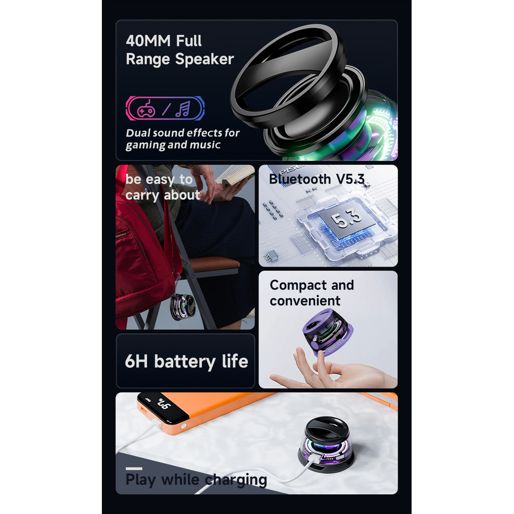 G200 Mini Magnetic Bluetooth Speaker with RGB Bluetooth 5.3 Phone ...