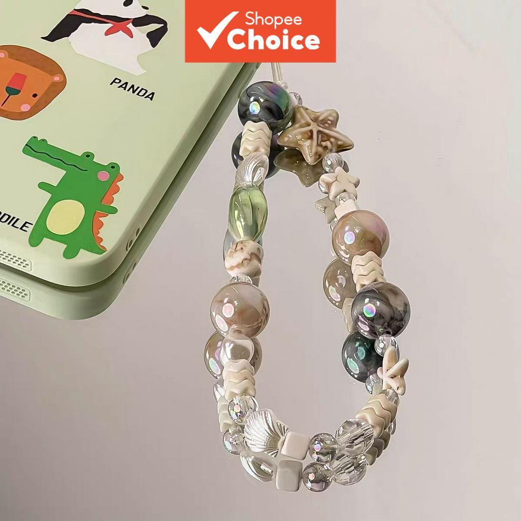 Starfish shell mobile phone pendant DIY handmade beads short mobile ...
