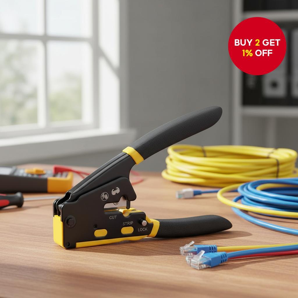 Ratchet Modular Data Cable Crimper, Wire Stripper, and Cutter for RJ11 ...