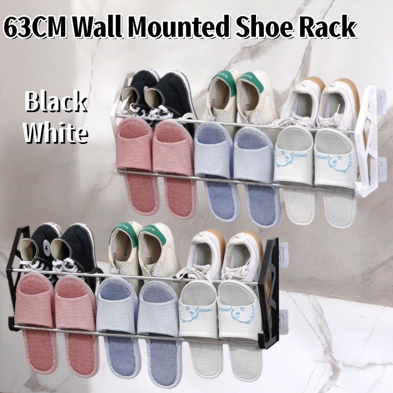 63cm Slipper Rack Wall Mounted Stainless Steel Shoe Rack Wall Mounted ...