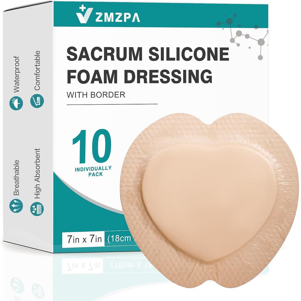 Sacral Foam Dressing, Sacrum Silicone Foam Dressing with Border, 7x7 ...