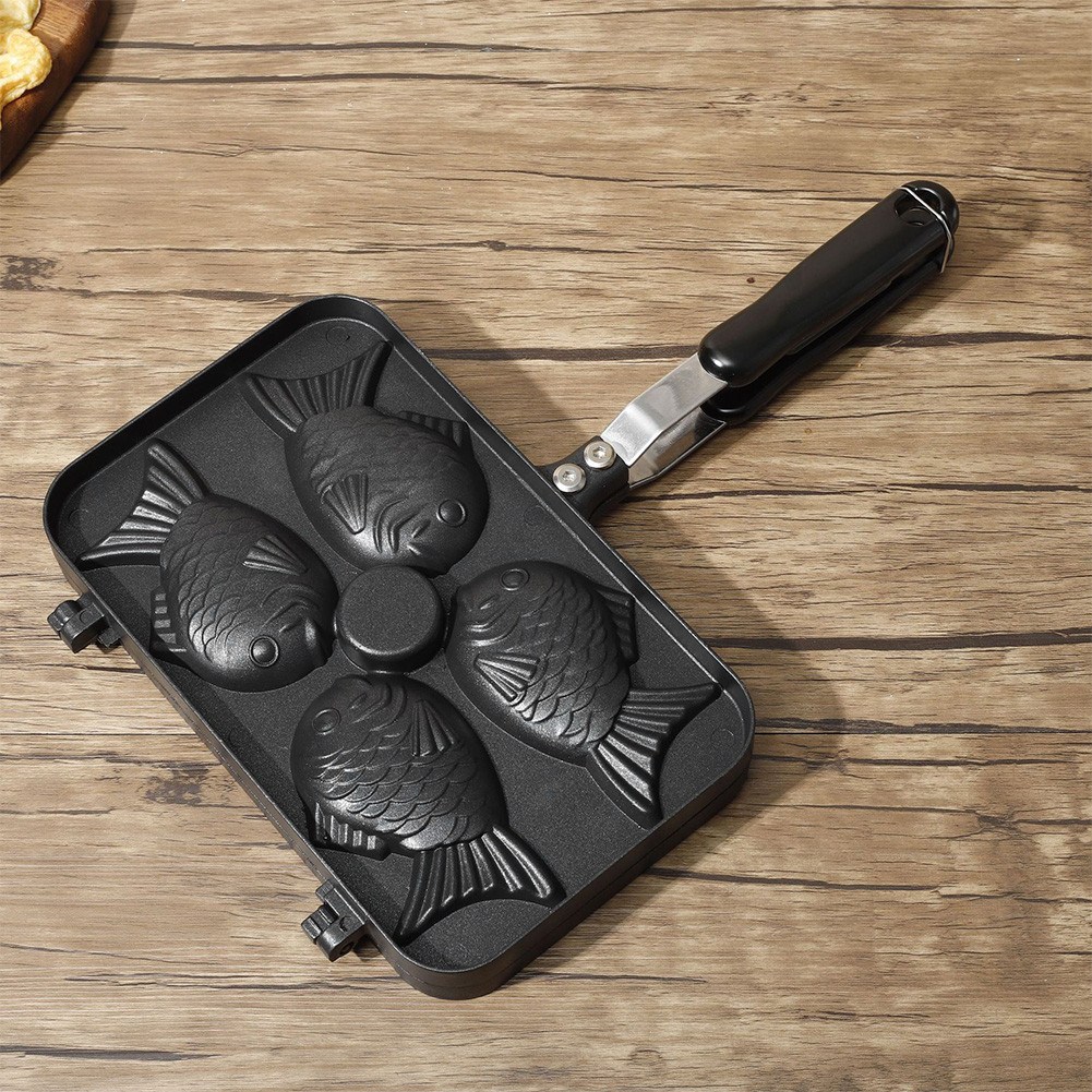 Four Fish Shaped Taiyaki Cake Maker Non-Stick Aluminum Alloy Taiyaki ...