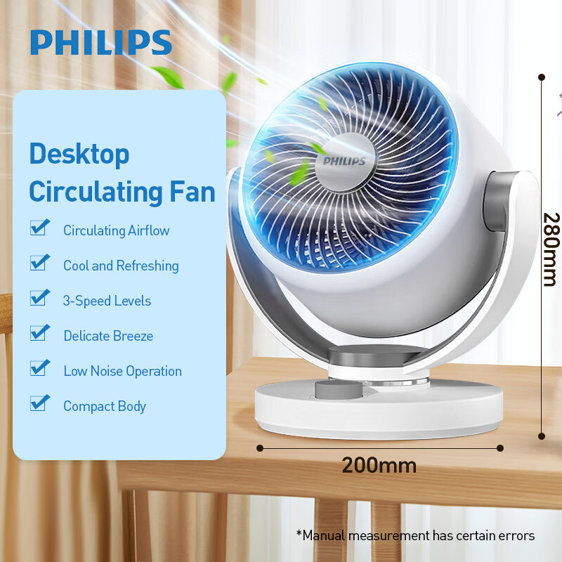 Philips Air Circulation Fan 3Speed Levels Low Noise Desktop Fan Small ...