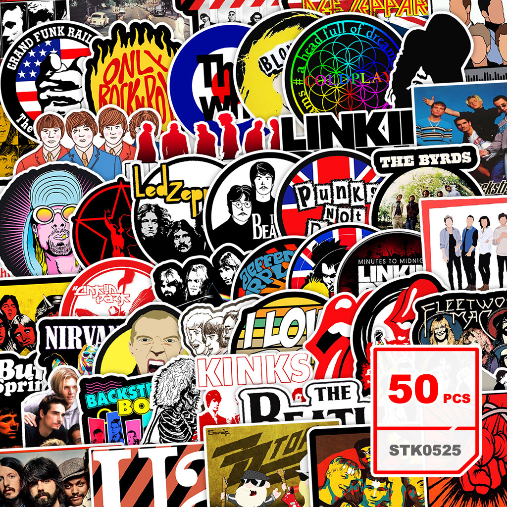 Retro Music Band Stickers Set Music Band Waterproof Graffiti Decals ...