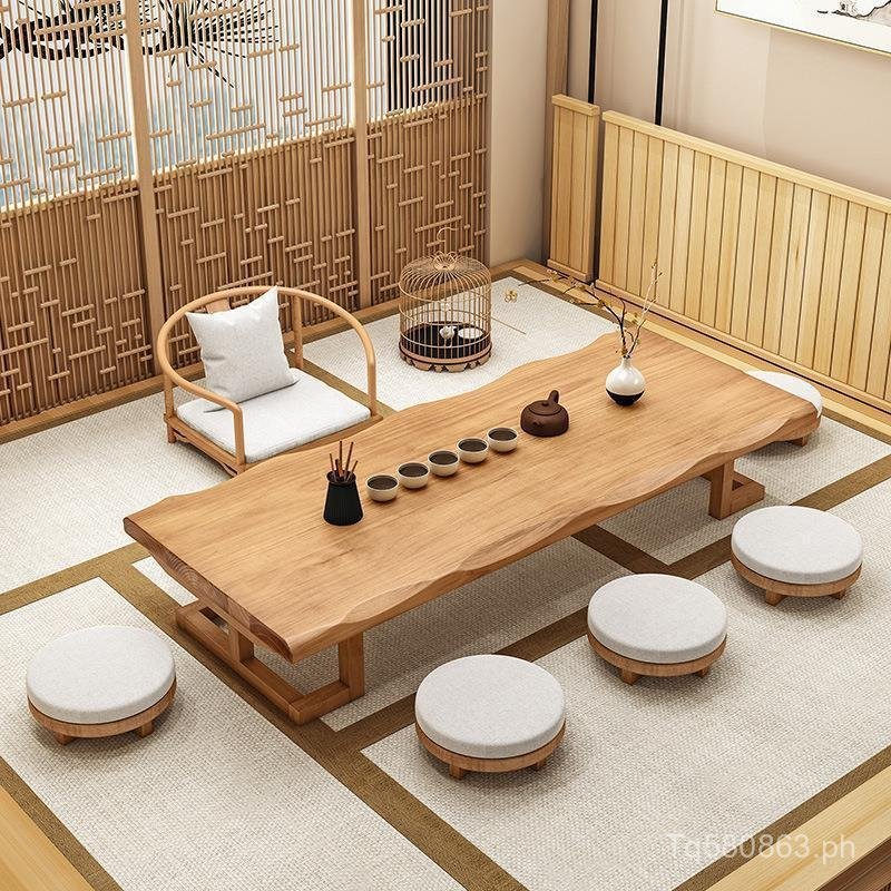 Tatami Floor-Sitting Japanese Style Solid Wood Bay Window Low Tea Table ...