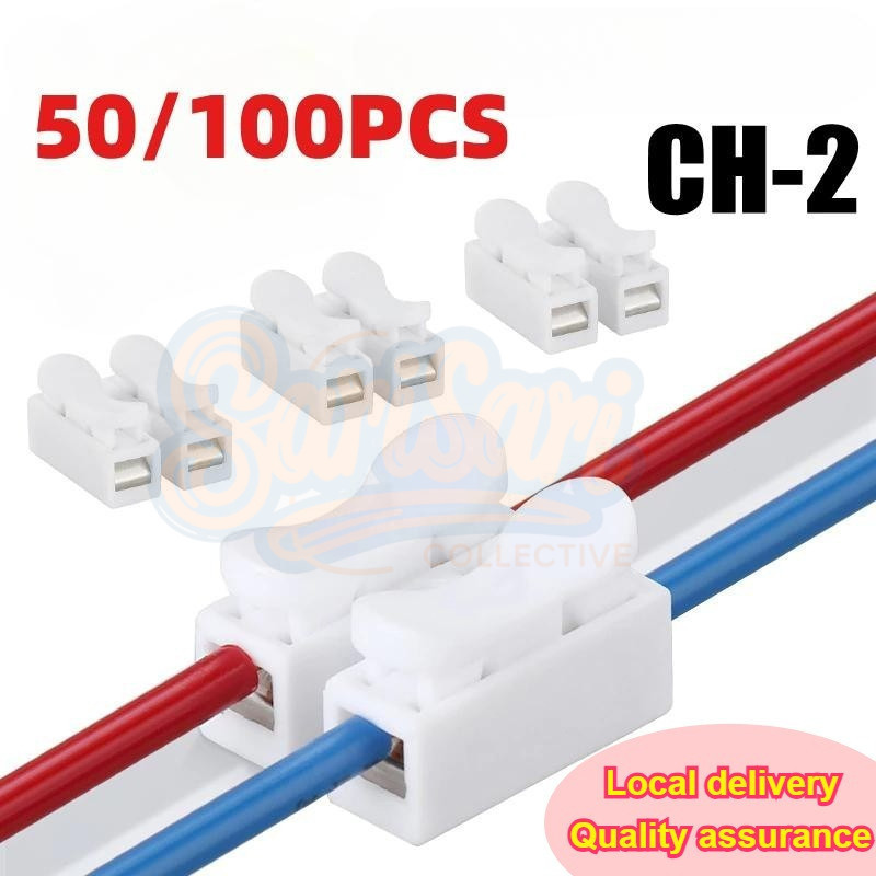 50Pcs 2-Pin Self Locking Electrical Cable Connector CH2 250V Quick ...
