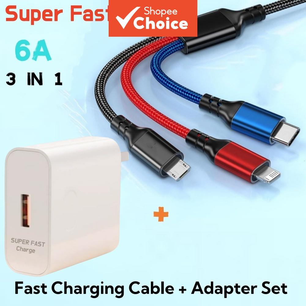 thumbnail image 2 of B-SPIN 3-in-1 RGB Fast Charging Cable – 66W 6A, LED Glow, USB-C/Micro/USB, Aluminium, 1.2m/1.8m 2 of 4