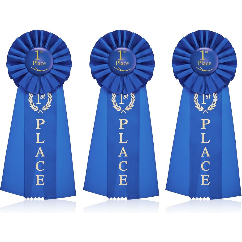 Lewtemi 3 Packs 1st Place Blue Ribbon Award Rosette Ribbon Grand Prize ...