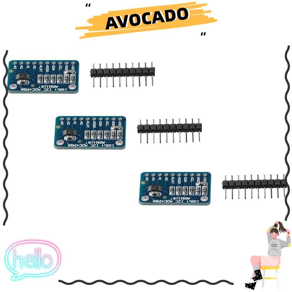 AVOCADA 3PCS ADS1115 Module, Pre-Soldered 4 Channel ADC Module, High ...
