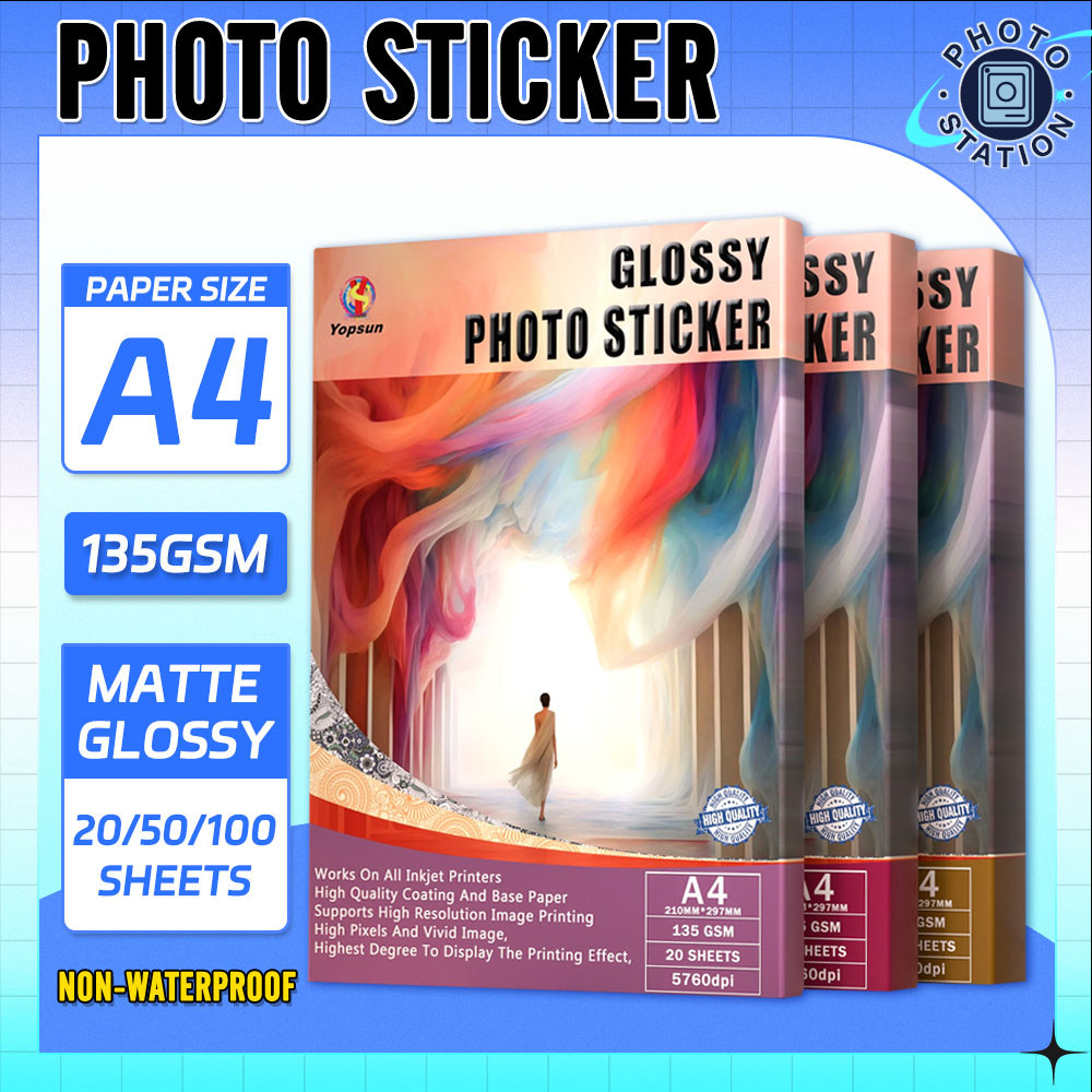 Glossy & Matte Inkjet Photo Sticker Paper A4 135Gsm High Quality Yopsun ...