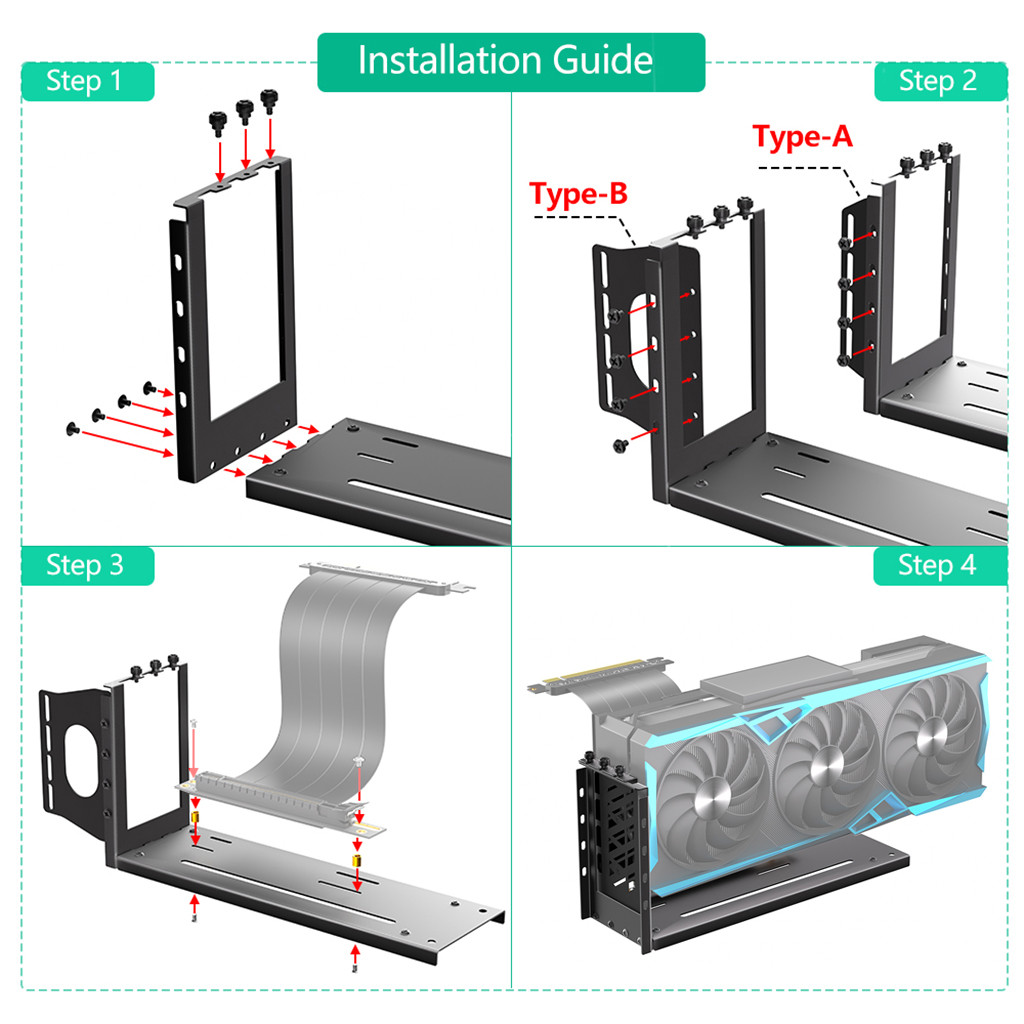 3 Slots Graphics Card Holder with Screw eGPU Dock External GPU Docking ...