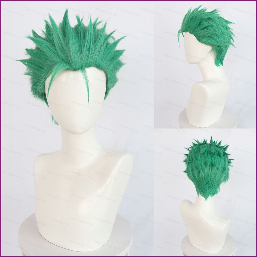 HQ3 One Piece Green algae head Roronoa Zoro Cosplay Wig Anime Hair ...